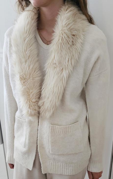 Predĺžený sveter - kardigan s kožušinou, f&f,164