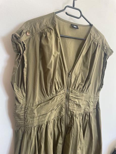 Khaki letne saty so zipsom h&m, h&m