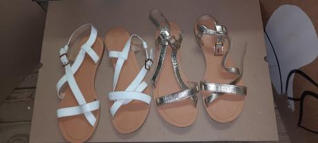 Sandálky 2 ks /biela+zlatá/, 39