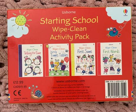 Usborne starting school wipe clean activity pack,