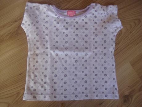 Biele tričko s fialkavými kvietkami 86/92, minoti,86