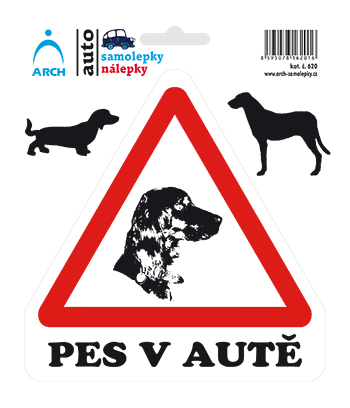 Nálepka na auto pes v aute,
