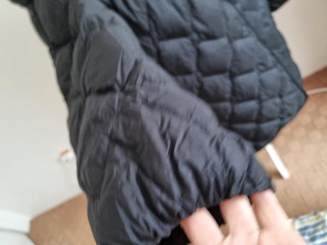 Čierna perová tenká dlhšia bunda xl, xl