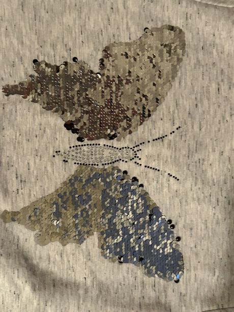 Bavlnené premieňacie tričko s flitrami motýľ, 128