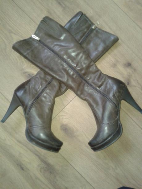 Hnedé kožené čižmy claudio dessi veľ.36, 36