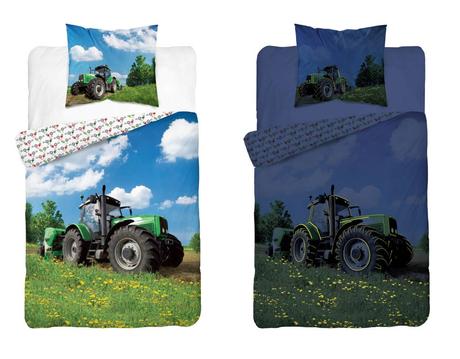 Obliečky 140x200 traktor na lúke - svietiace, šírka (cm): 140,dĺžka (cm): 200