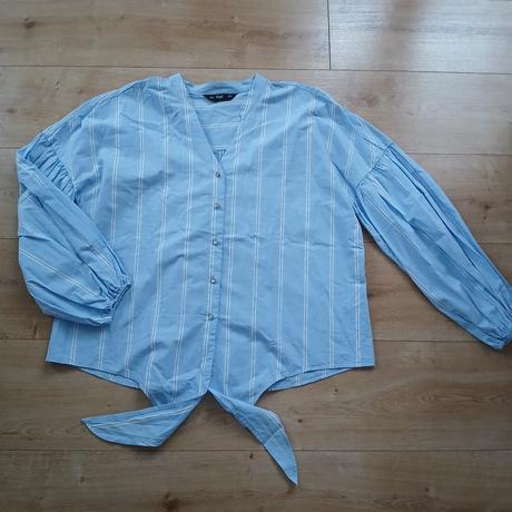 Bledomodrá bavlnená košeľa/blúzka na viazanie, f&f,44