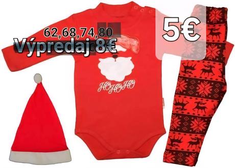 Vianočná súprava body + nohavice + čiapka, 62 / 68 / 74