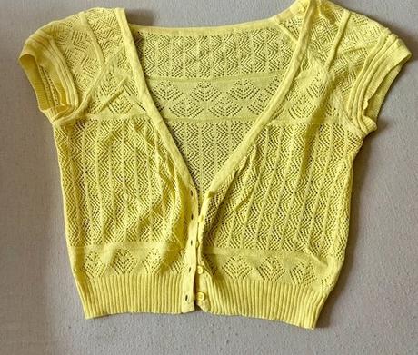 Žlté pletené bolero / krátky kardigán, mango,s