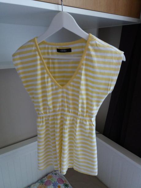 Tričko žltobiele pásikavé, 34