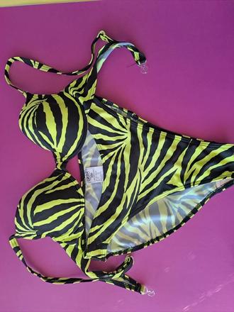 Dámske 2dielne plavky čiernožlté v. 38, 38