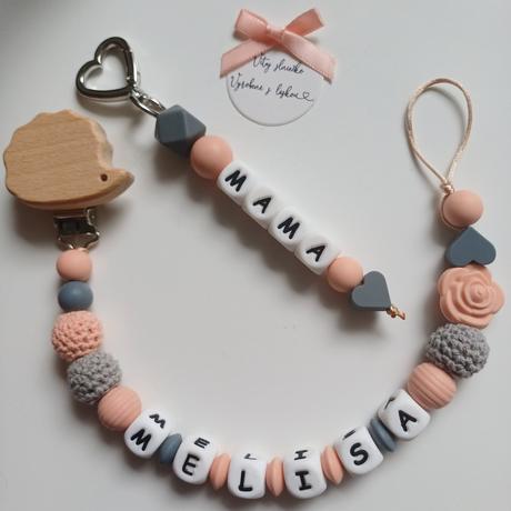 Set retiazka na cumlík s menom a kľúčenka pre mamu,
