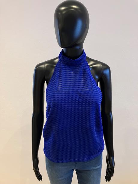 Kráľovskomodrý top okolo krku, m