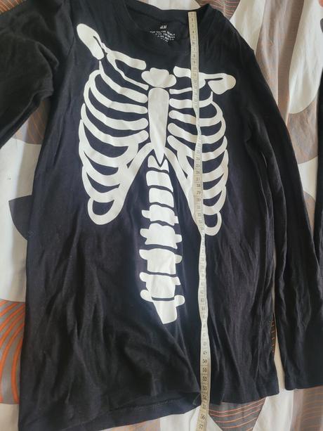 Tričko s dlhým rukávom dvojicky motív kostra, h&m,122