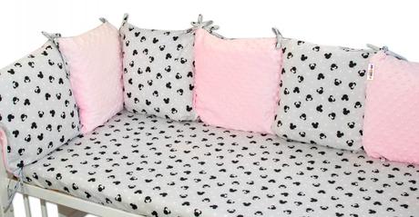 Vankúšikový mantinel minnie, minky - ružové, šírka (cm): 30,dĺžka (cm): 40