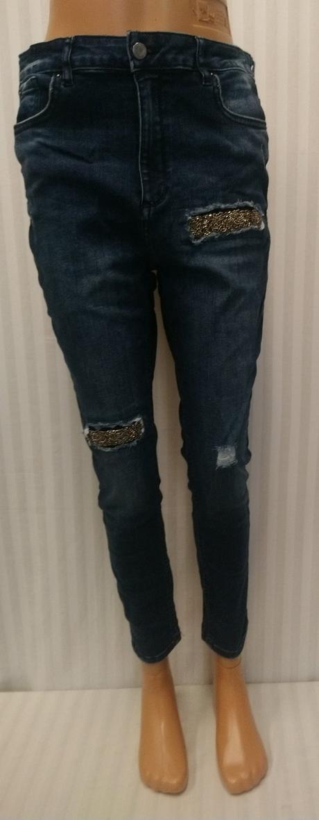 Dámske tmavo modré elastické rifle, f&f, l, f&f,l