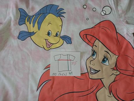 Batikované tričko disney ariel 104 a 110, primark,104