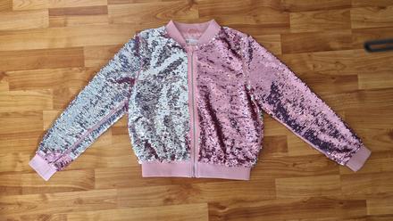 Dvojfarebná bunda s flitrami, h&m,140