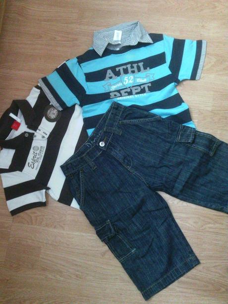 Riflové kraťasky a 2 tričká zdarma, denim,122