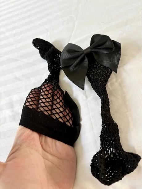 Sieťované ponožky s mašľou, 