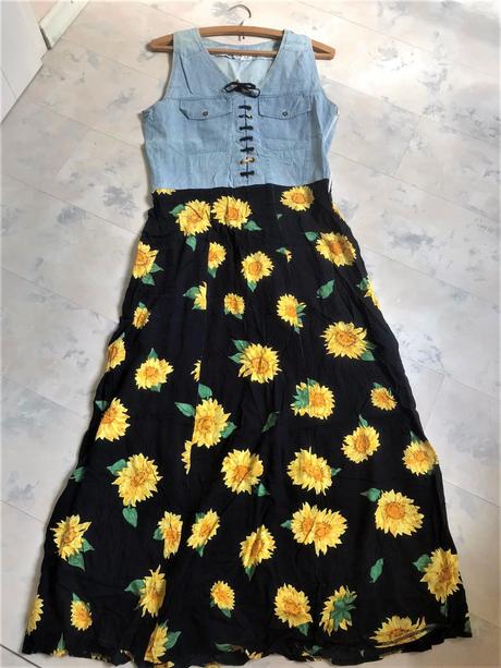 Letné slnečnicové maxi šaty m/l, l