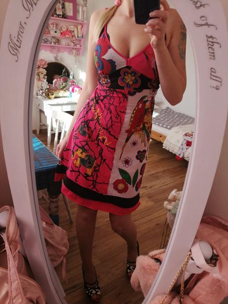 Pestré šaty potlač vtáky, h&m,s