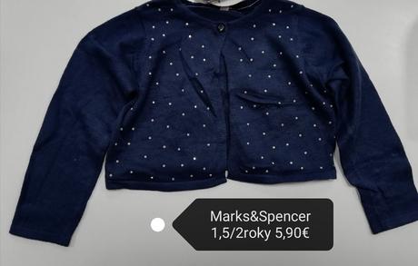 Modré bolerko sveter s kamienkami, marks & spencer,98