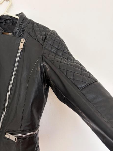 Mango kozena bunda s prava koza ovcia , leather ja, mango,s