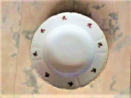 Hlboký kvetinkový starožitný tanier, 