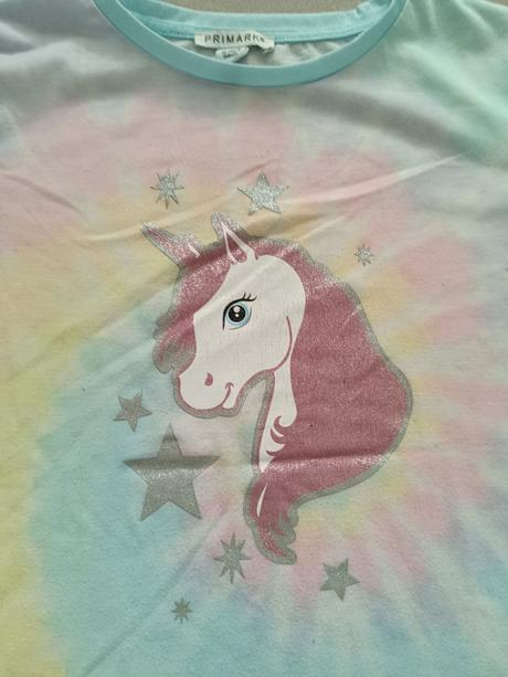 Dúhové tričko s jednorožcom, primark,158