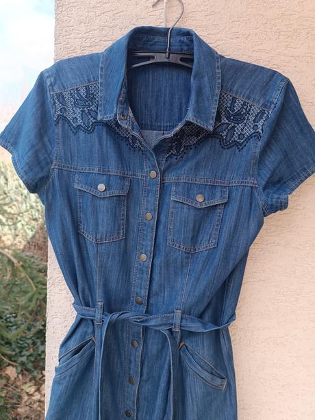 Riflové šaty, c&a,34