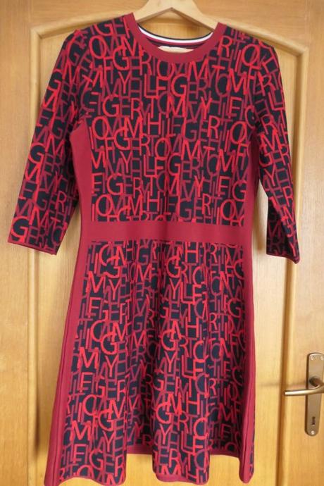 Tommy hilfiger icon cerveno cierne saty vel. l, tommy hilfiger,l