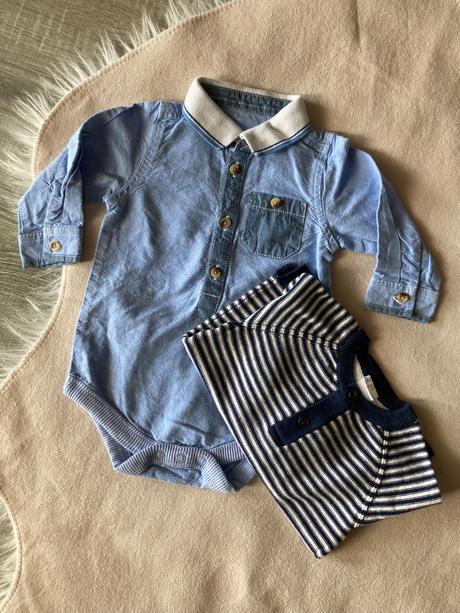 Košeľové body a svetrík 68, h&m,68
