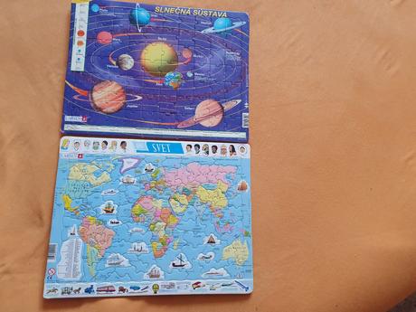 Predám 2 ks puzzle /svet a slnečná sústava/, 