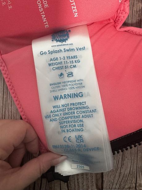 Plavecká vesta go splash vhodná na 1-2 rok, 