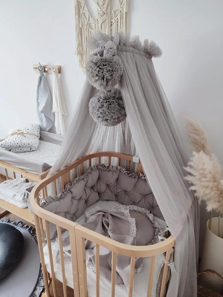 Tylový baldachýn pom modrá,