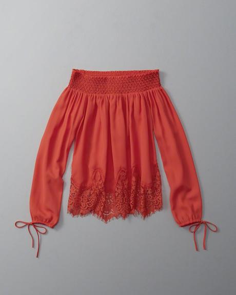 Coralova bluzka s cipkou abercrombie&fitch vel.m/l, abercrombie&fitch,l / m