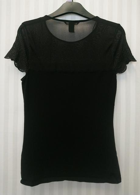 Dámsky čierny elast. top, priesvitajúci vrch h&m s, h&m,s