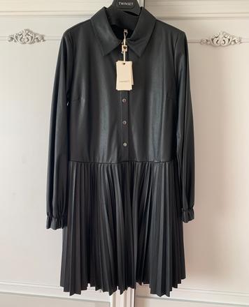 Dizajnérske koženkové šaty twinset č.158-170,16 r., twinset,164