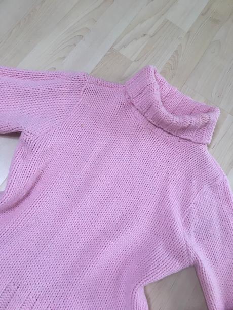 Cukrikovo ruzovy sveter s rolakom, h&m,xs