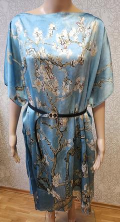 Saténové kvetinové šaty - tunika, 