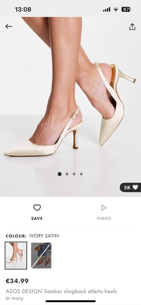 Krémové ivory svadobné topánky asos, 37