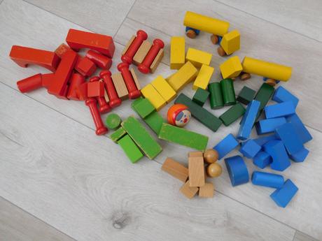 Retro-drevené kocky stavebnica, 