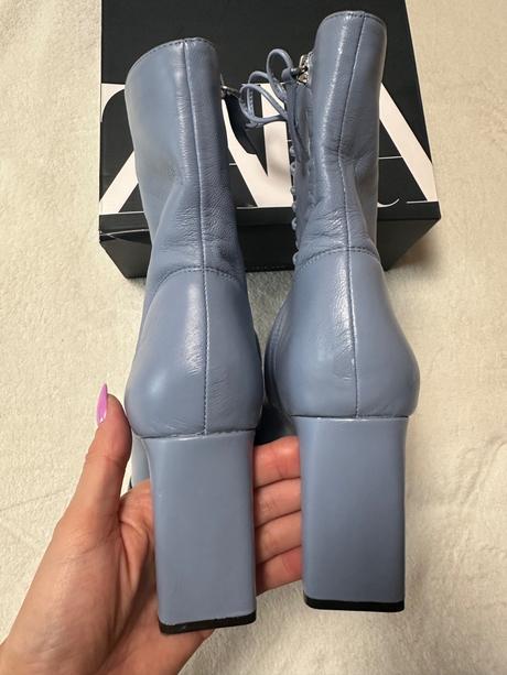 Modré kožené čižmičky zn. zara, zara,39