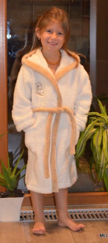 Župan s kapucňou melm maslový s béžovým lemom, 80 / 86 / 92 / 98 / 104