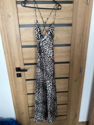 Zara dlhé šaty so zvieracím vzorom a vystrihom, zara,xl