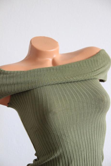 Olivový body top, xs, xs