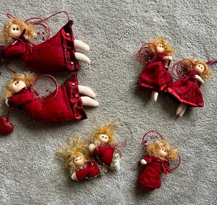 Vianočné ozdoby látkové bábiky, 