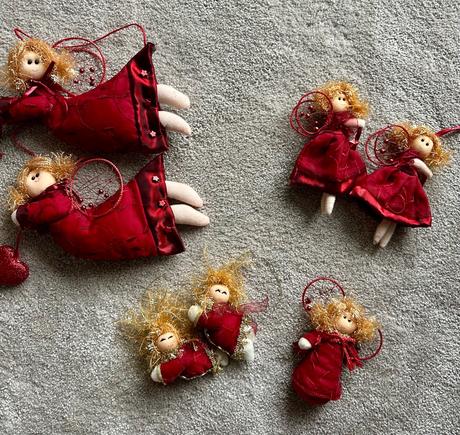 Vianočné ozdoby látkové bábiky, 