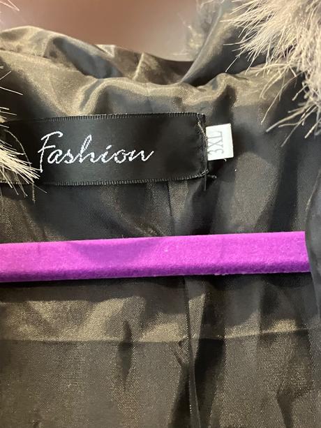 Slavic dream čierny pončo kabát s umelou kožušinou, xxxl